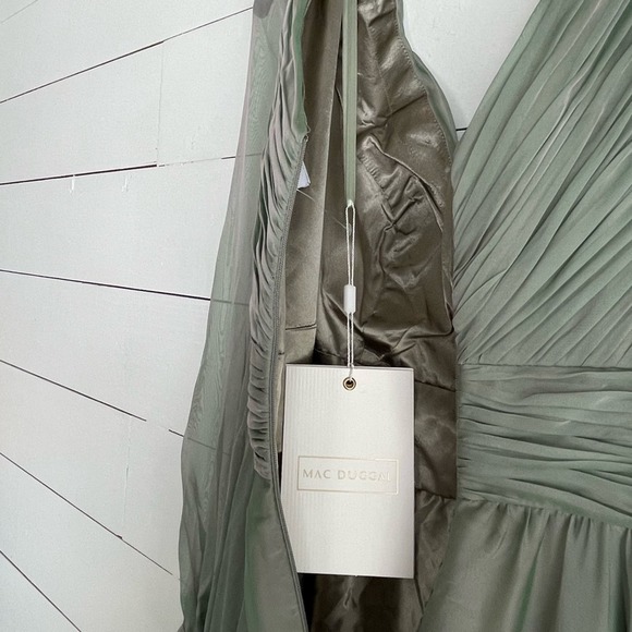 NET MAC DUGGAL FAUX WRAP LONG SLEEVE TIERED GOWN SIZE 6 - Picture 8 of 12